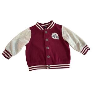 Carters Half Pint Varsity Jacket Boy’s Size 3 Months Maroon Snap Front